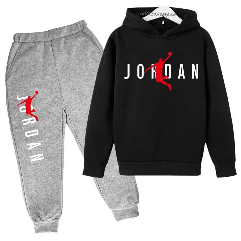 Kids Simple Letter Print 2pcs Hoodie+Pants Tracksuits