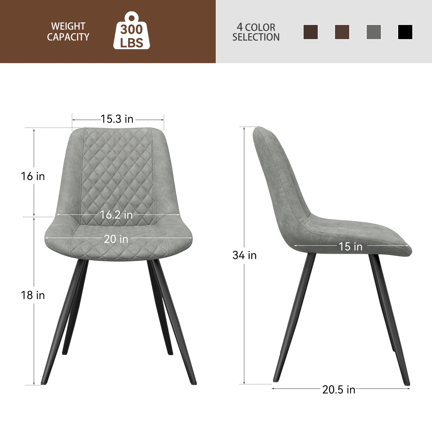 Modern Dining Chairs - 2pc Set