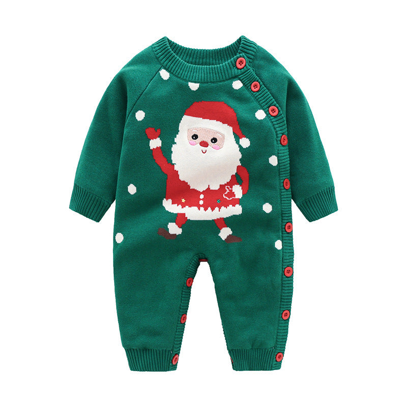 Baby Christmas Romper – Cotton Knitted Holiday Onesie (0–24M)