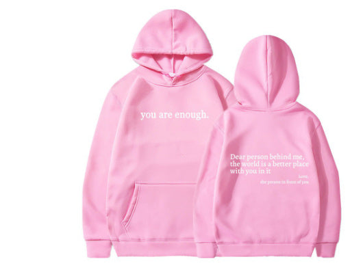 “Dear Person Behind Me” Plush Hoodie – Unisex Letter Print Pullover
