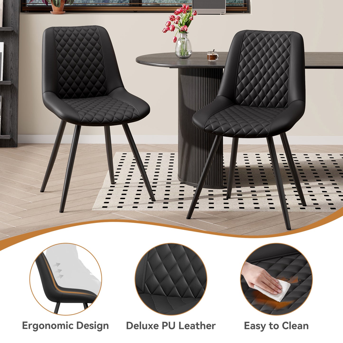 Modern Dining Chairs - 2pc Set