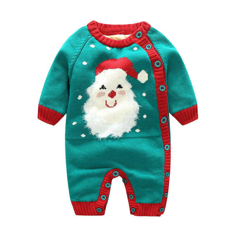 Baby Christmas Romper – Cotton Knitted Holiday Onesie (0–24M)