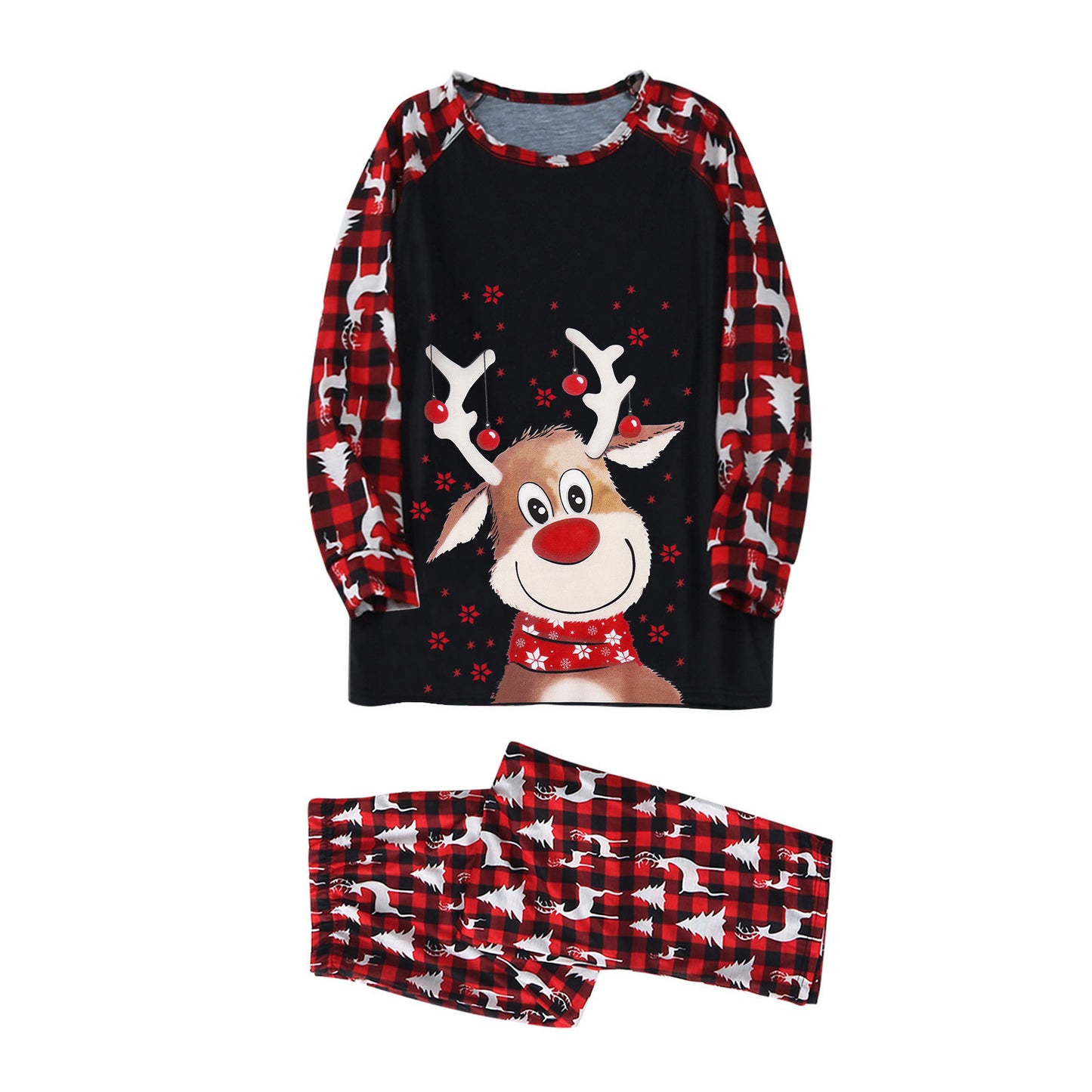 Family Matching Christmas Pajamas – Red Plaid Reindeer Set