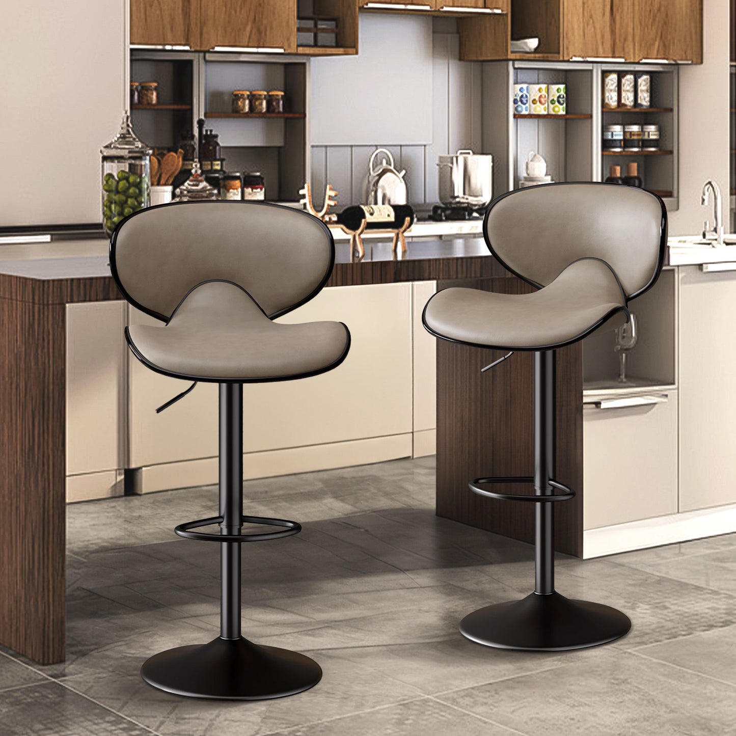 Modern Adjustable Bar Stools - 2pc Set