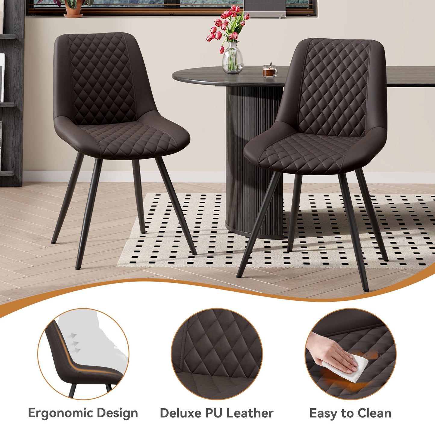 Modern Dining Chairs - 2pc Set