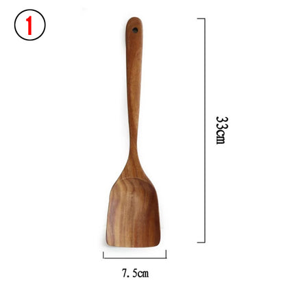Rustic Thailand Teak Kitchen Tool Set – Eco-Friendly Wooden Utensils