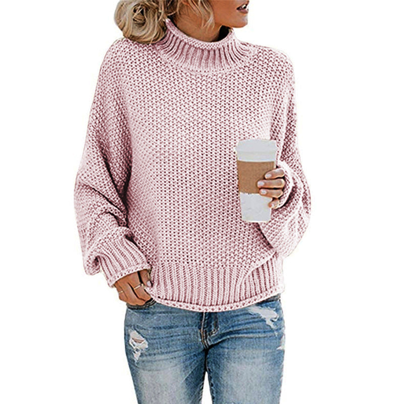 Women’s Chunky Knit Turtleneck Sweater – Cozy Winter Pullover