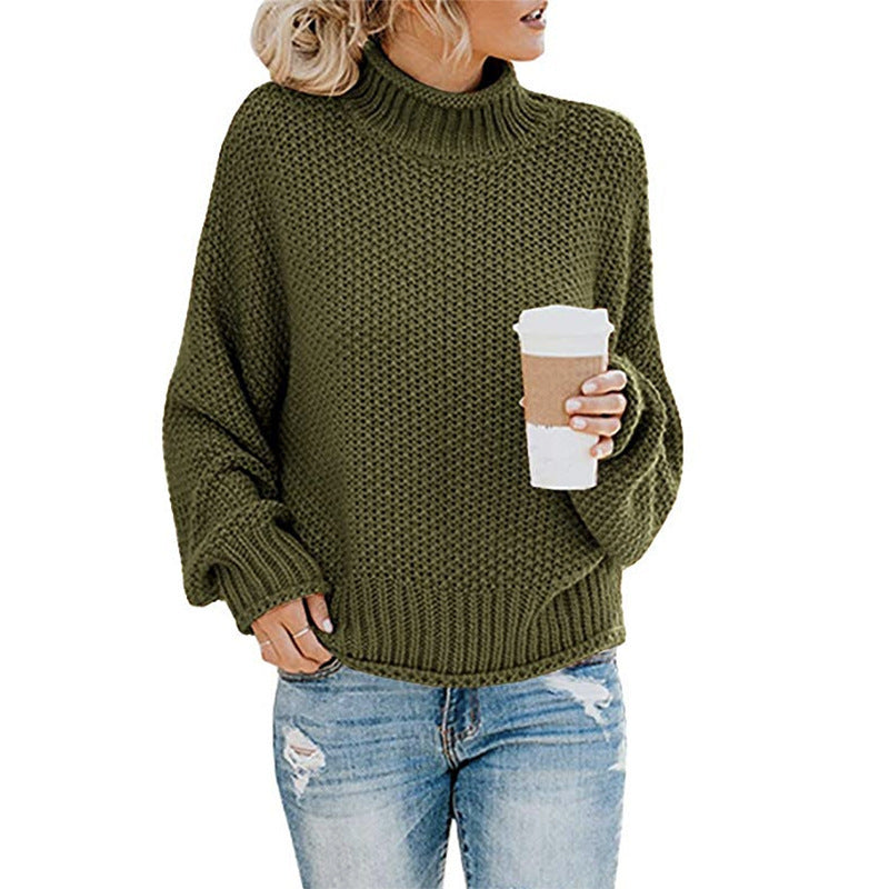Women’s Chunky Knit Turtleneck Sweater – Cozy Winter Pullover