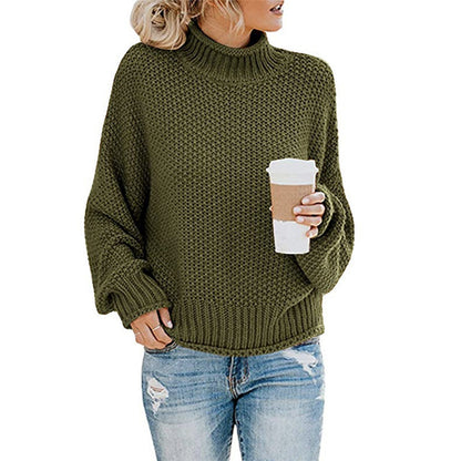 Women’s Chunky Knit Turtleneck Sweater – Cozy Winter Pullover