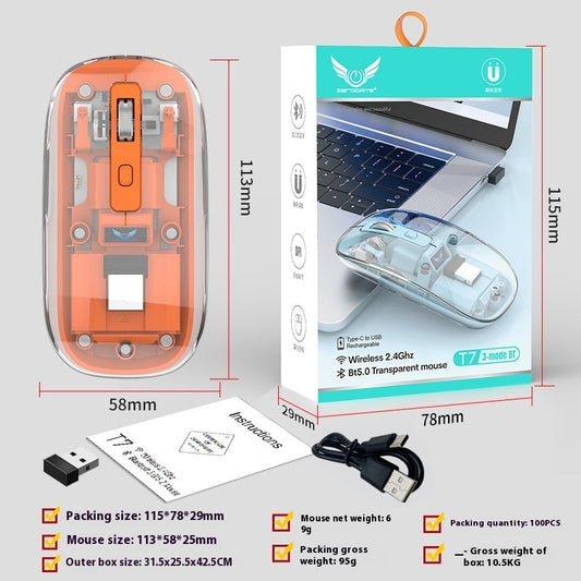 Transparent Wireless Mouse - Three Connection Modes