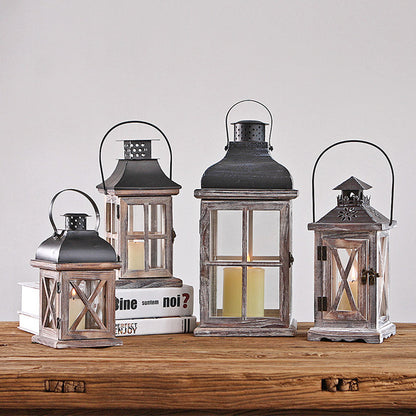 Rustic Retro Wooden Wind Lantern – Handcrafted Charm for Year-Round Decor