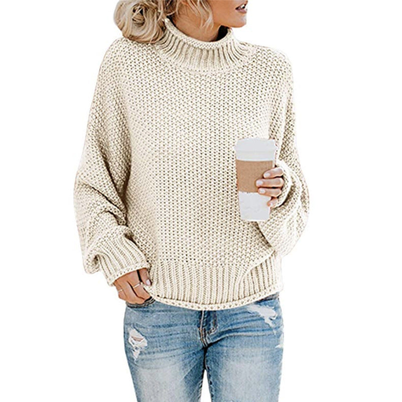Women’s Chunky Knit Turtleneck Sweater – Cozy Winter Pullover