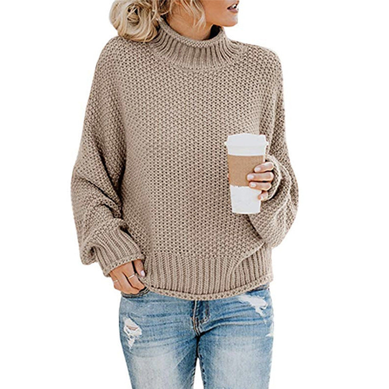 Women’s Chunky Knit Turtleneck Sweater – Cozy Winter Pullover