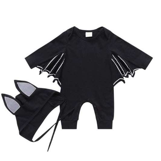 Baby Bat Halloween Costume – Cotton Romper with Bat Wings & Ear