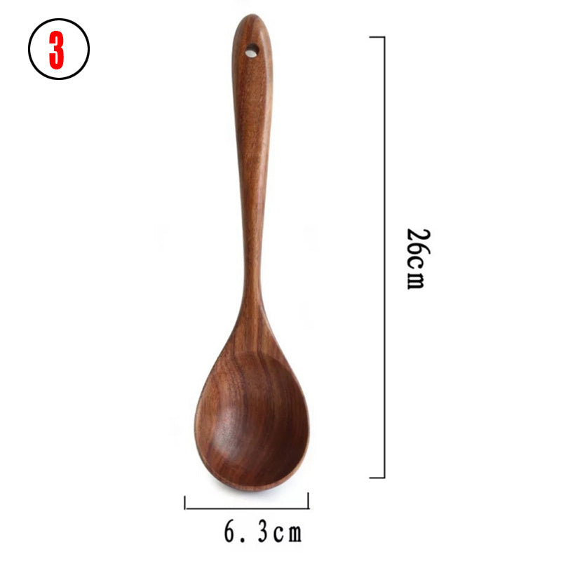 Rustic Thailand Teak Kitchen Tool Set – Eco-Friendly Wooden Utensils