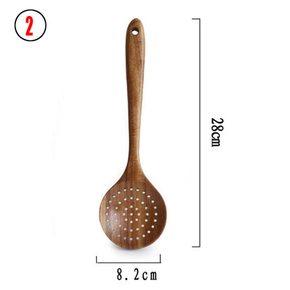 Rustic Thailand Teak Kitchen Tool Set – Eco-Friendly Wooden Utensils