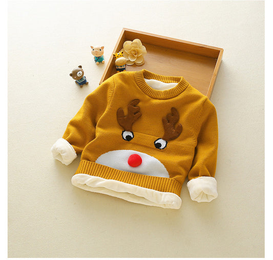 Toddler Boys Christmas Sweater – Cute Reindeer Knit Pullover