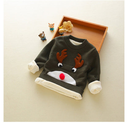 Toddler Boys Christmas Sweater – Cute Reindeer Knit Pullover