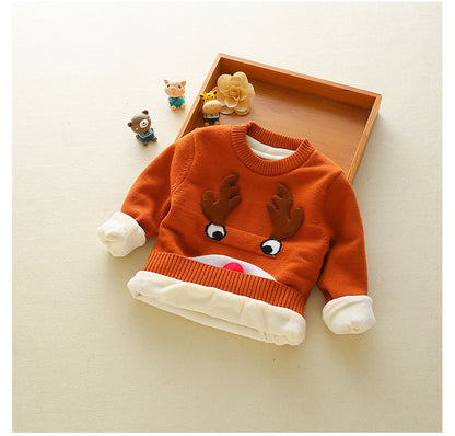 Toddler Boys Christmas Sweater – Cute Reindeer Knit Pullover
