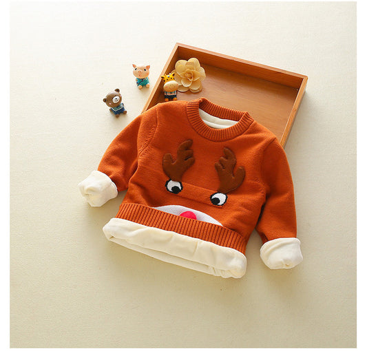 Toddler Boys Christmas Sweater – Cute Reindeer Knit Pullover