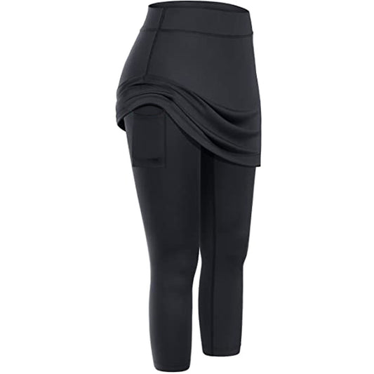 Women’s Skirted Leggings – Sports Yoga Tennis Pants with Pocket