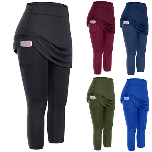 Women’s Skirted Leggings – Sports Yoga Tennis Pants with Pocket