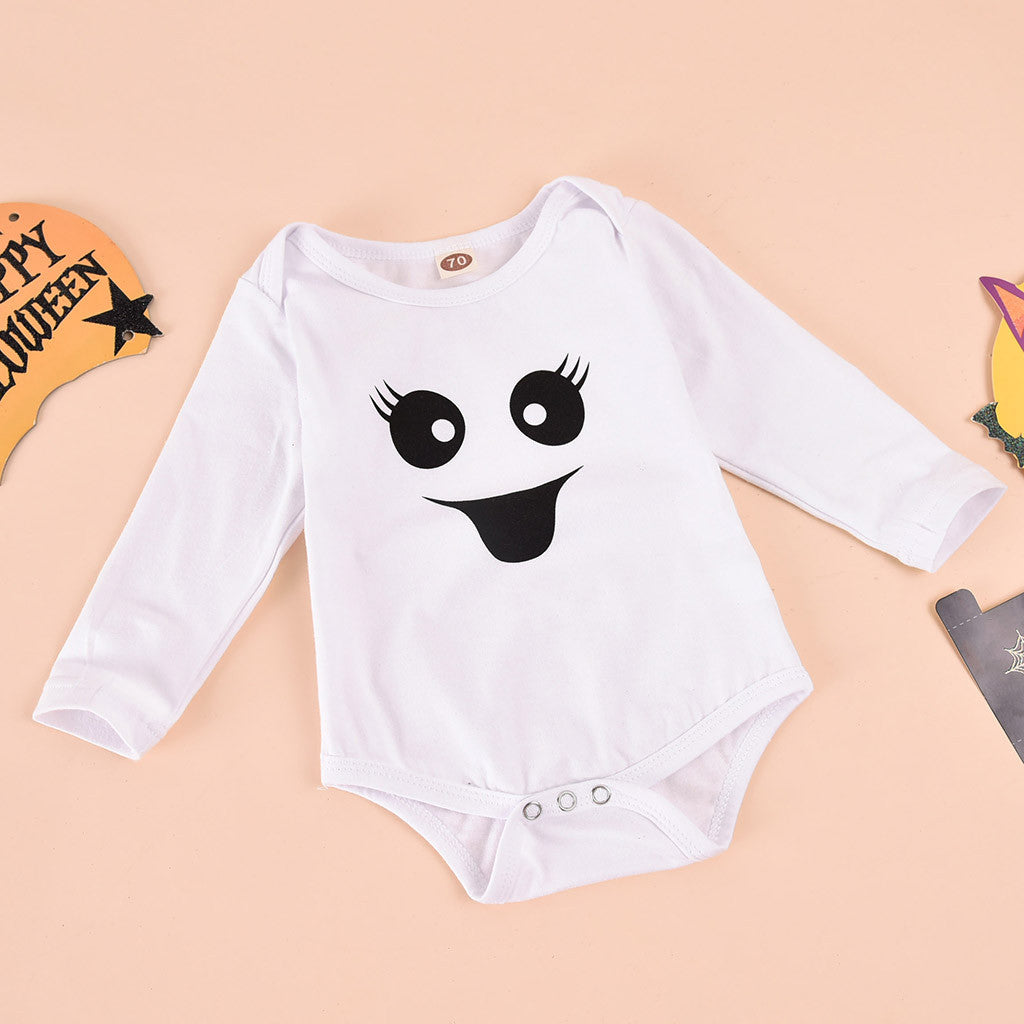 Baby Girl Halloween Outfit – Ghost Romper, Skirt & Headband Set