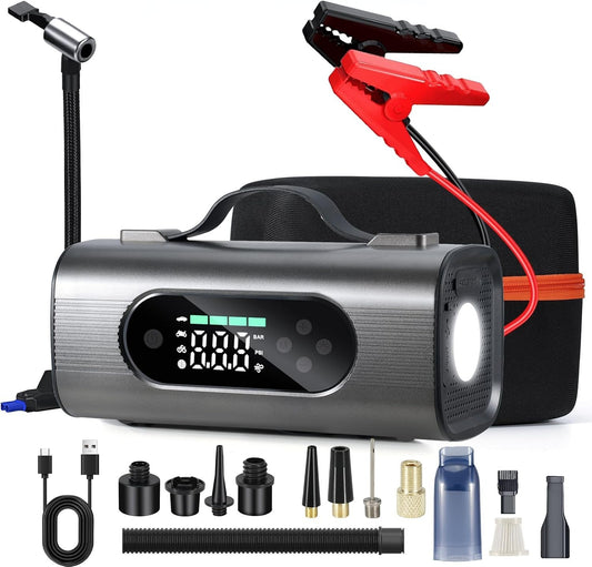 8-in-1 Portable Jump Pack - Compressor, Vacuum, Jump-Start, and More