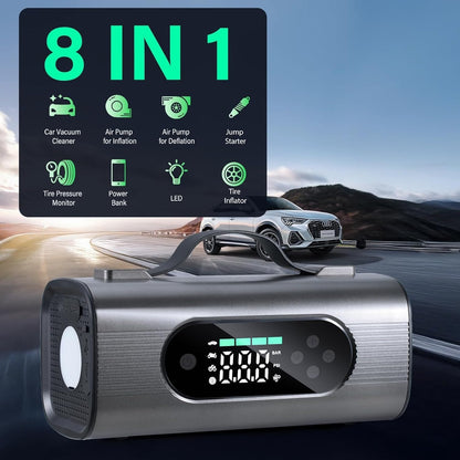8-in-1 Portable Jump Pack - Compressor, Vacuum, Jump-Start, and More