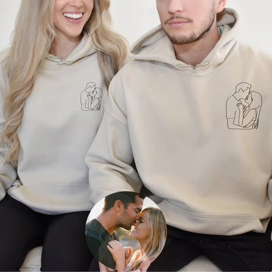 Embroidery Custom Couple Hooded Sweatshirt