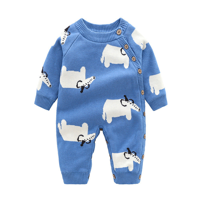 Baby Christmas Romper – Cotton Knitted Holiday Onesie (0–24M)