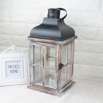 Rustic Retro Wooden Wind Lantern – Handcrafted Charm for Year-Round Decor
