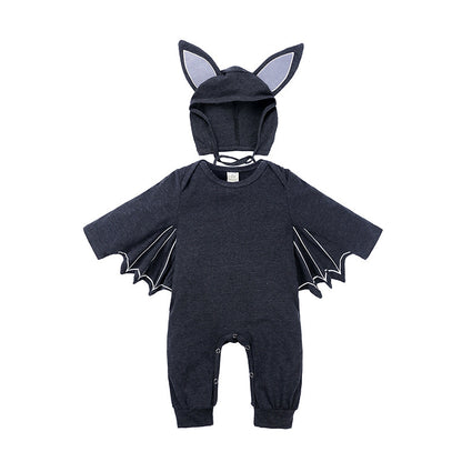 Baby Bat Halloween Costume – Cotton Romper with Bat Wings & Ear