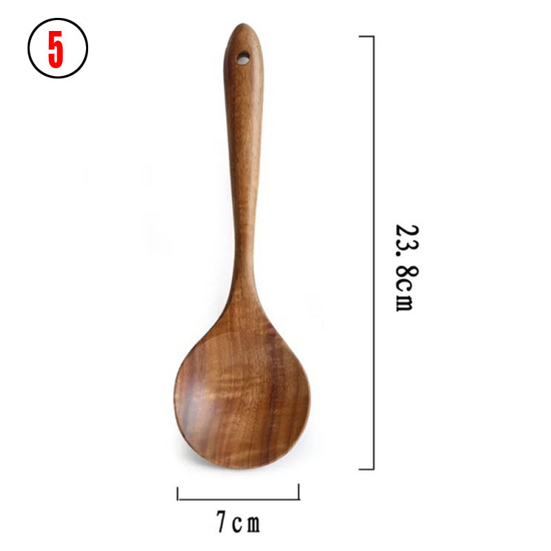 Rustic Thailand Teak Kitchen Tool Set – Eco-Friendly Wooden Utensils