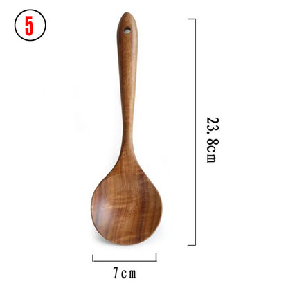 Rustic Thailand Teak Kitchen Tool Set – Eco-Friendly Wooden Utensils