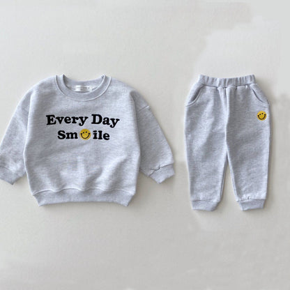 Kids "Every Day Smile" Two-Piece Outfit – Cotton Sweatshirt & Pants Set