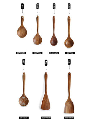 Rustic Thailand Teak Kitchen Tool Set – Eco-Friendly Wooden Utensils