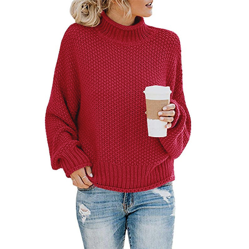 Women’s Chunky Knit Turtleneck Sweater – Cozy Winter Pullover
