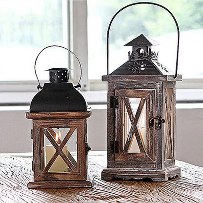 Rustic Retro Wooden Wind Lantern – Handcrafted Charm for Year-Round Decor