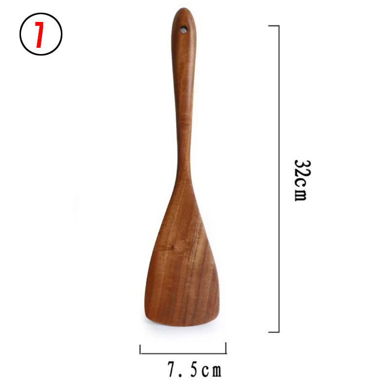 Rustic Thailand Teak Kitchen Tool Set – Eco-Friendly Wooden Utensils