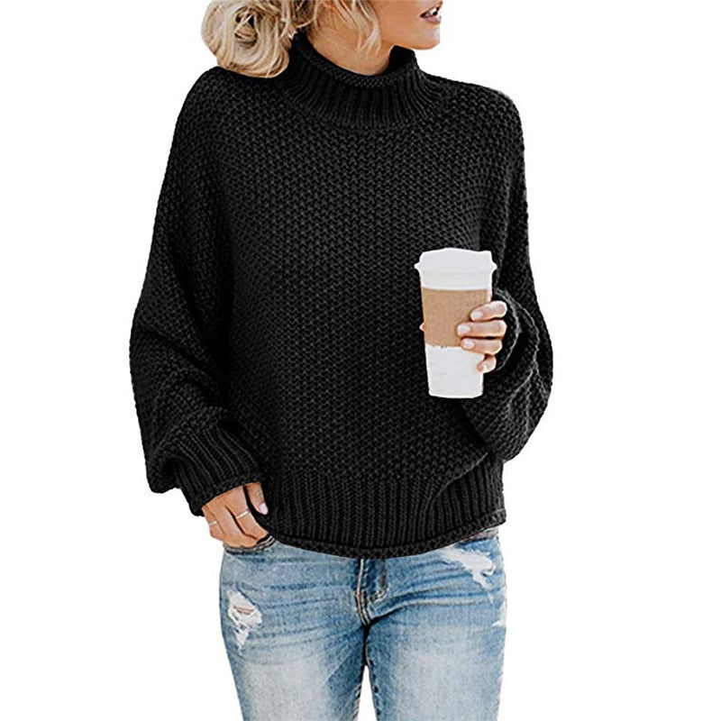 Women’s Chunky Knit Turtleneck Sweater – Cozy Winter Pullover