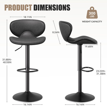 Modern Adjustable Bar Stools - 2pc Set