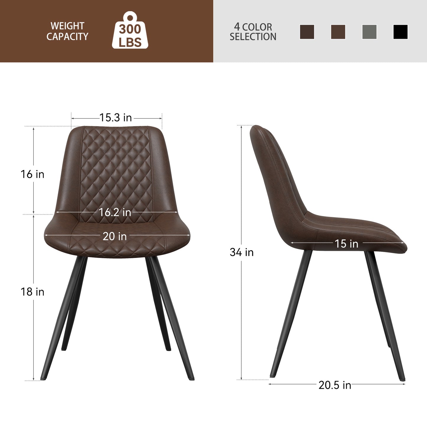 Modern Dining Chairs - 2pc Set
