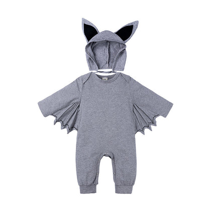 Baby Bat Halloween Costume – Cotton Romper with Bat Wings & Ear