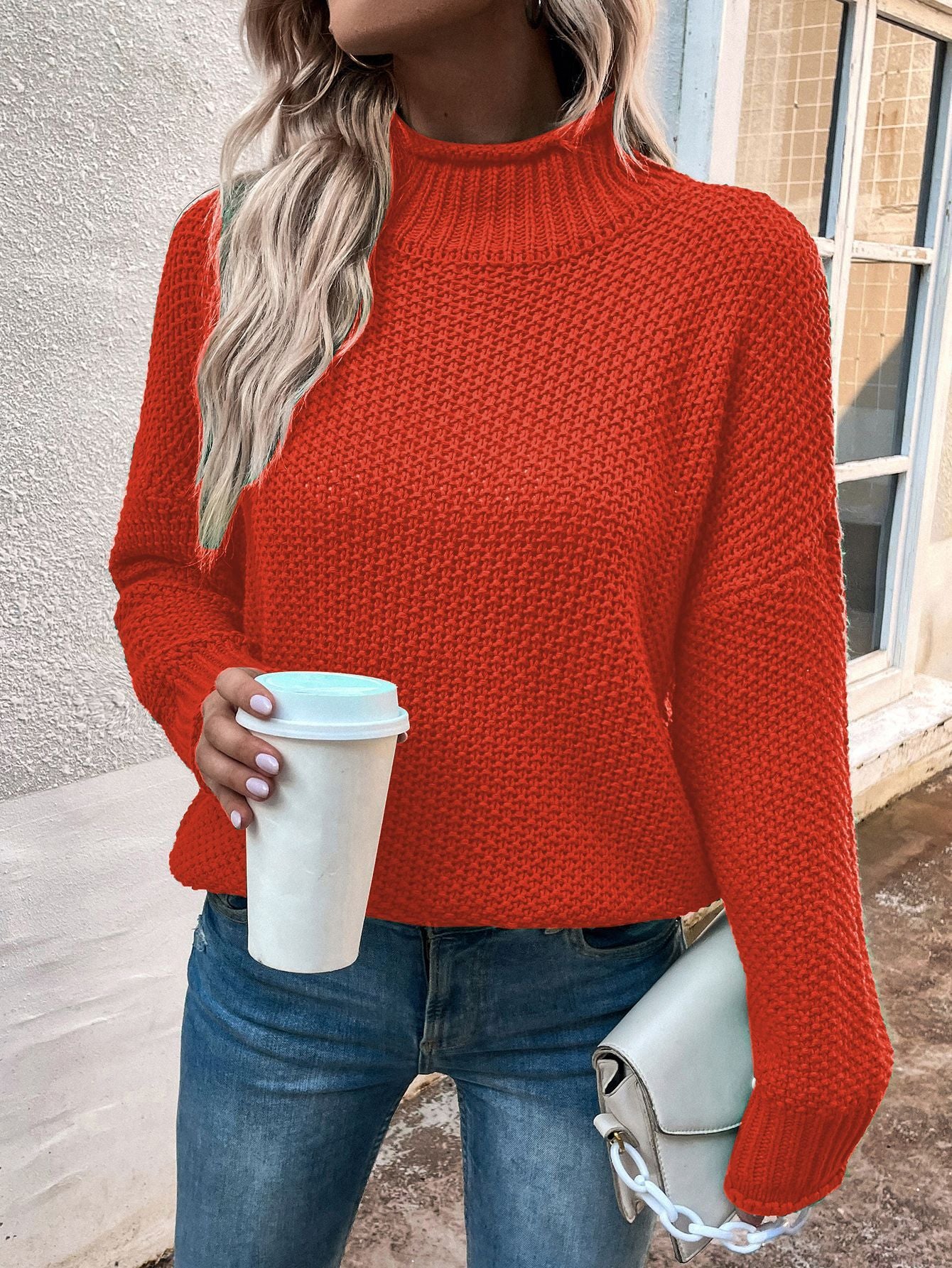 Women’s Chunky Knit Turtleneck Sweater – Cozy Winter Pullover