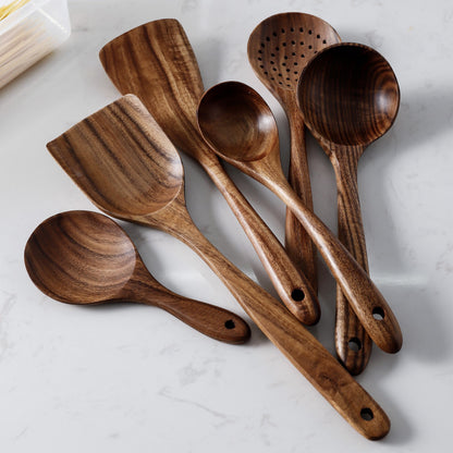 Rustic Thailand Teak Kitchen Tool Set – Eco-Friendly Wooden Utensils
