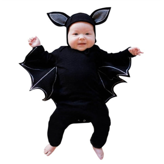 Baby Bat Halloween Costume – Cotton Romper with Bat Wings & Ear