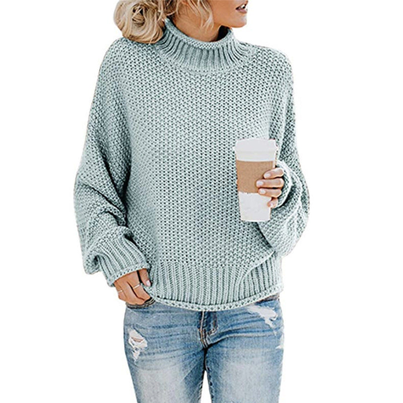 Women’s Chunky Knit Turtleneck Sweater – Cozy Winter Pullover