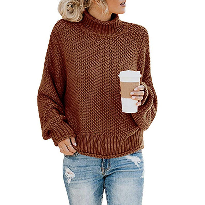 Women’s Chunky Knit Turtleneck Sweater – Cozy Winter Pullover