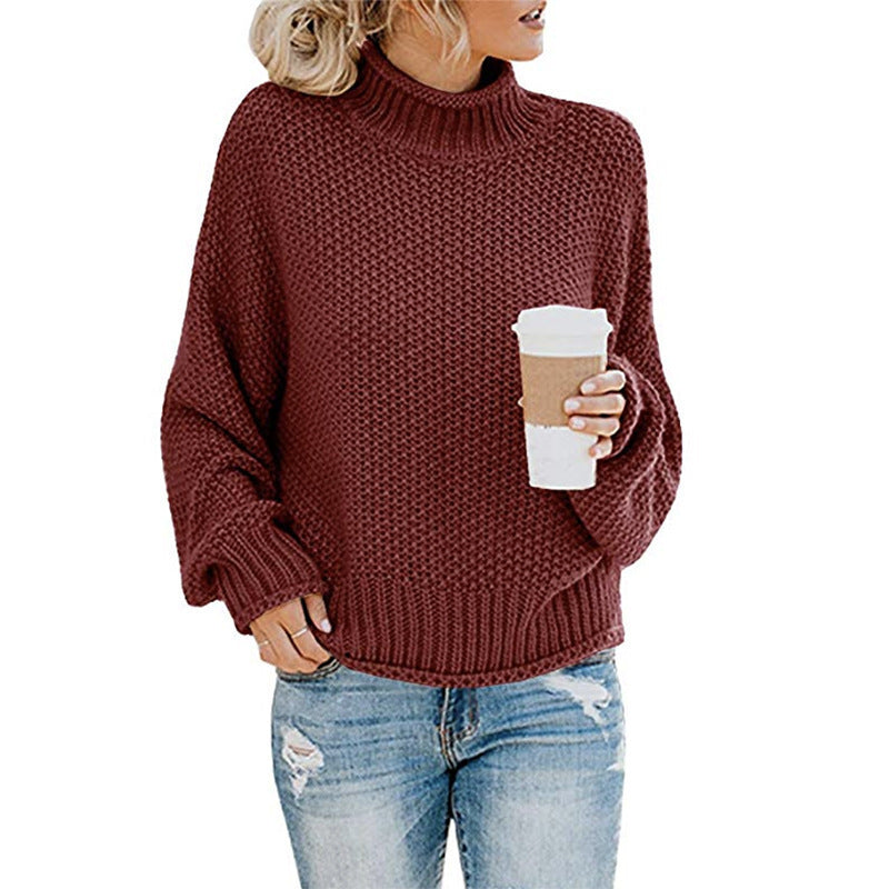 Women’s Chunky Knit Turtleneck Sweater – Cozy Winter Pullover